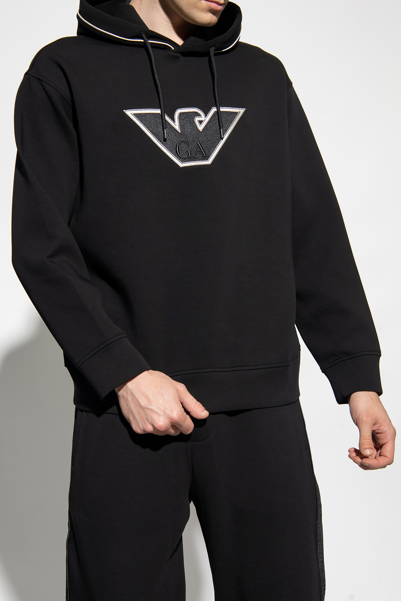 【EMPORIO ARMANI】 Men's Wide Cubic Hoodie: ★ Wide Fit Emporio Armani Men's Jersey Modal Oversized Short-Sleeve